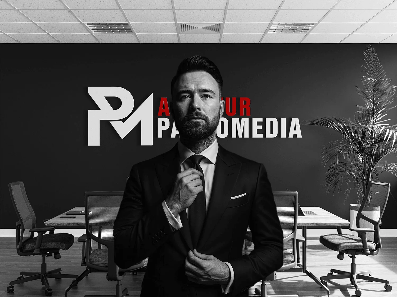 Pascal Strauf, Inhaber von Packomedia, im Büro in Wuppertal
