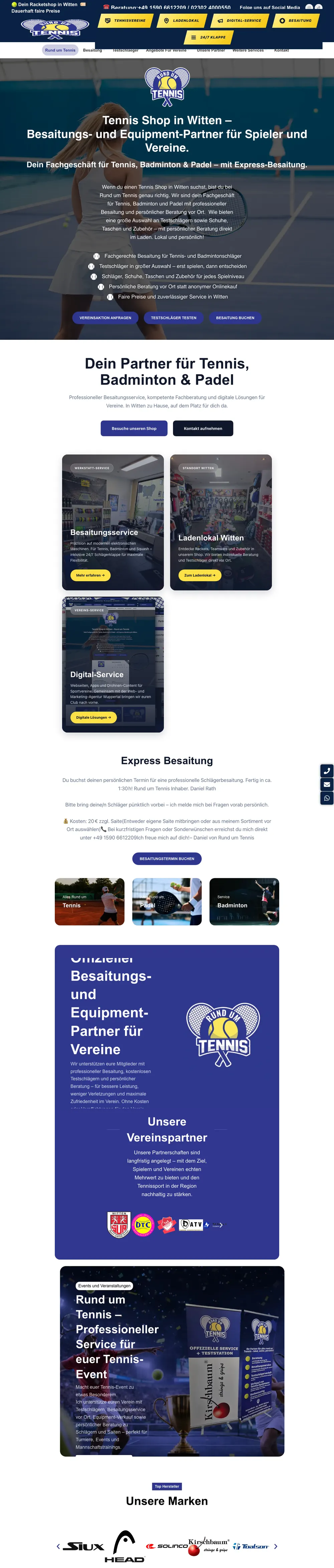 Die komplette Website von Rund um Tennis, zum Durchscrollen