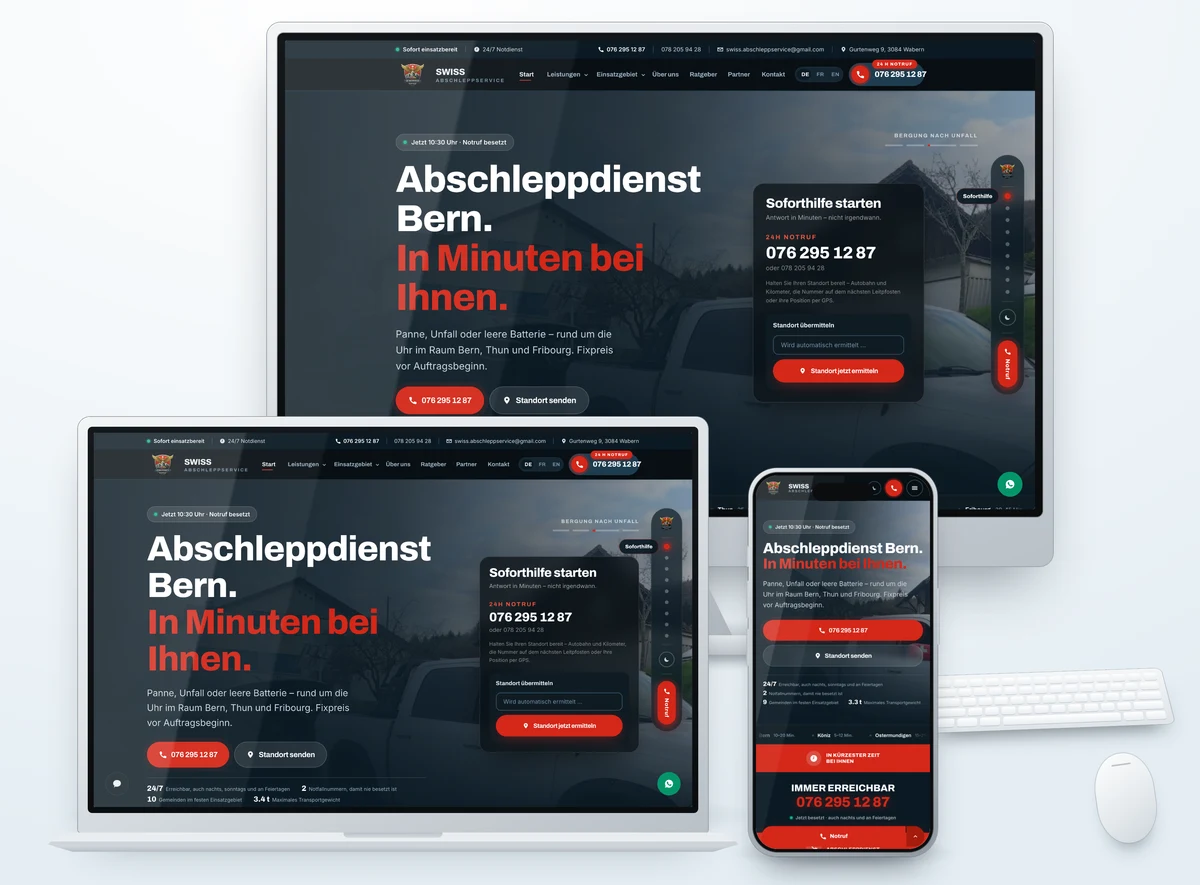 Swiss Abschleppservice – Arbeit von Packomedia