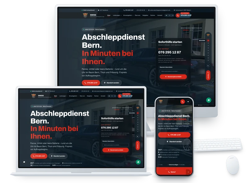 Swiss Abschleppservice – Arbeit von Packomedia