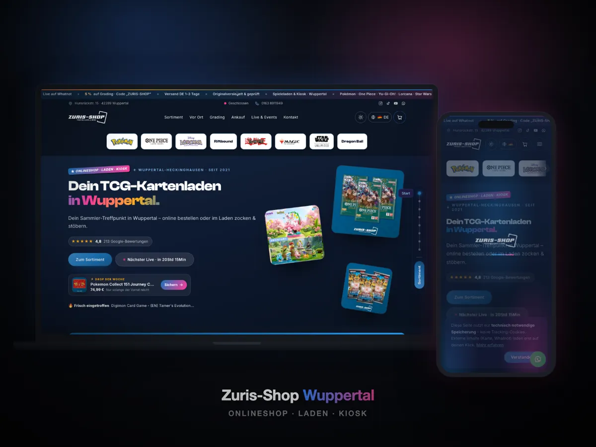 Zuris-Shop – Webdesign von Packomedia